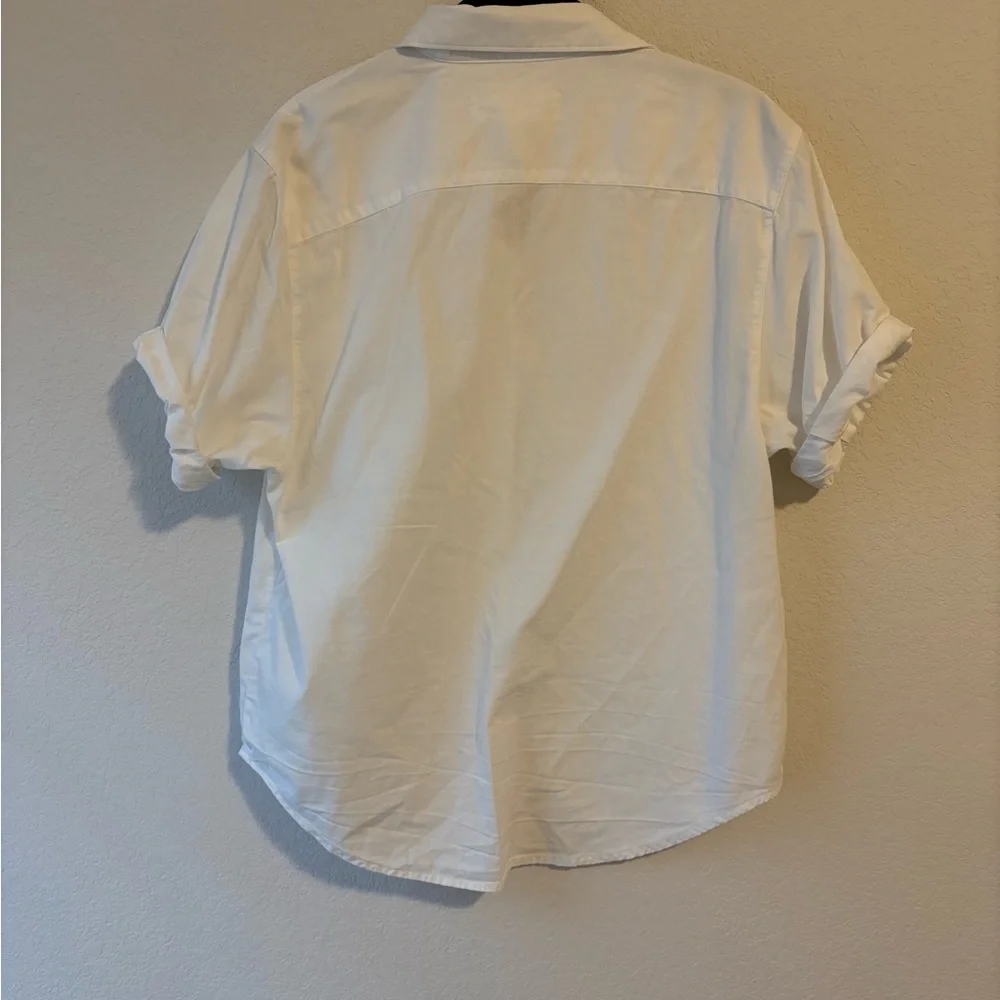 Aritzia Denim Forum 100% Cotton Jane short sleeve Oversized White button - Picture 3 of 6